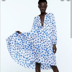 VGUC Zara Floral Print Asymmetric Dress